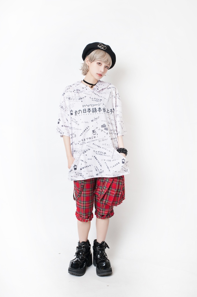 JillpunkオリジナルパンクKERA 偽日本語君の日本語本当上手超かわいいお宅顔文字仮名フルプリントゆったり長袖半袖スウェットパーカーフード付ジャケット メンズ レディー V系 おしゃれ大きいサイズ男女兼用ファッション秋葉系