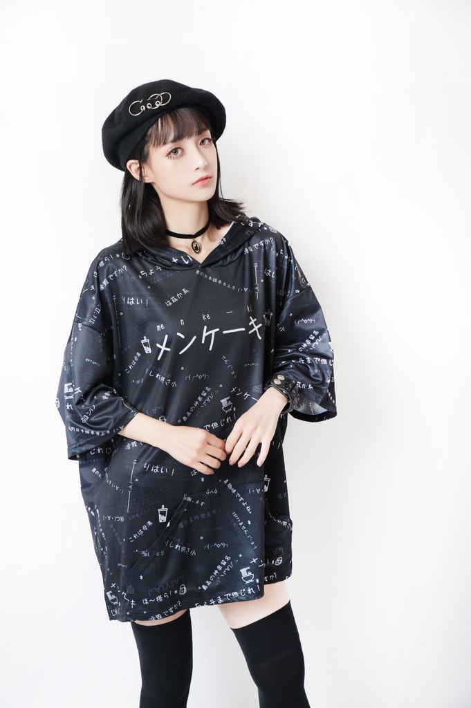 JillpunkオリジナルパンクKERA 偽日本語メンケーキ免客氣超かわいいお宅顔文字仮名フルプリントゆったり長袖半袖スウェットパーカーフード付ジャケット メンズ レディー V系 おしゃれ大きいサイズ男女兼用ファッション秋葉系