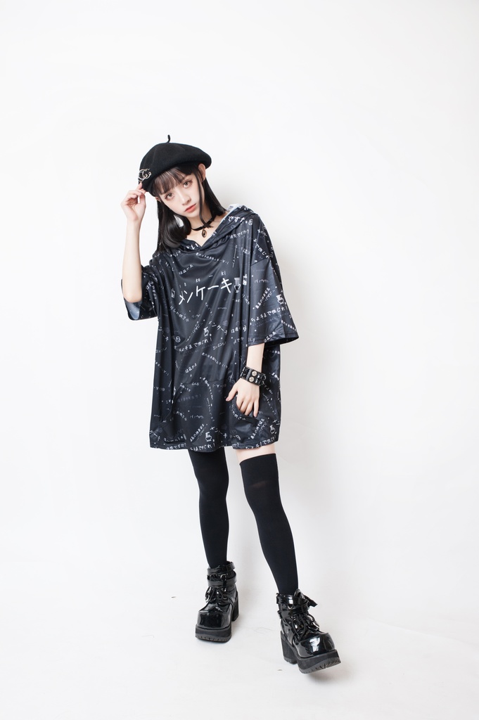 JillpunkオリジナルパンクKERA 偽日本語メンケーキ免客氣超かわいいお宅顔文字仮名フルプリントゆったり長袖半袖スウェットパーカーフード付ジャケット メンズ レディー V系 おしゃれ大きいサイズ男女兼用ファッション秋葉系