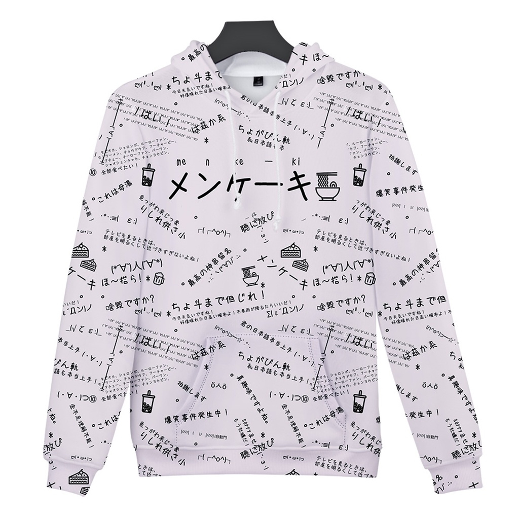 JillpunkオリジナルパンクKERA 偽日本語メンケーキ免客氣超かわいいお宅顔文字仮名フルプリントゆったり長袖半袖スウェットパーカーフード付ジャケット メンズ レディー V系 おしゃれ大きいサイズ男女兼用ファッション秋葉系
