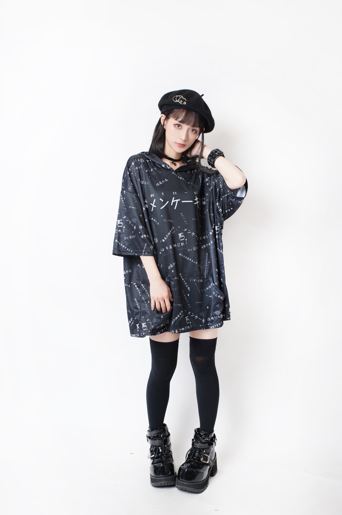 JillpunkオリジナルパンクKERA 偽日本語メンケーキ免客氣超かわいいお宅顔文字仮名フルプリントゆったり長袖半袖スウェットパーカーフード付ジャケット メンズ レディー V系 おしゃれ大きいサイズ男女兼用ファッション秋葉系