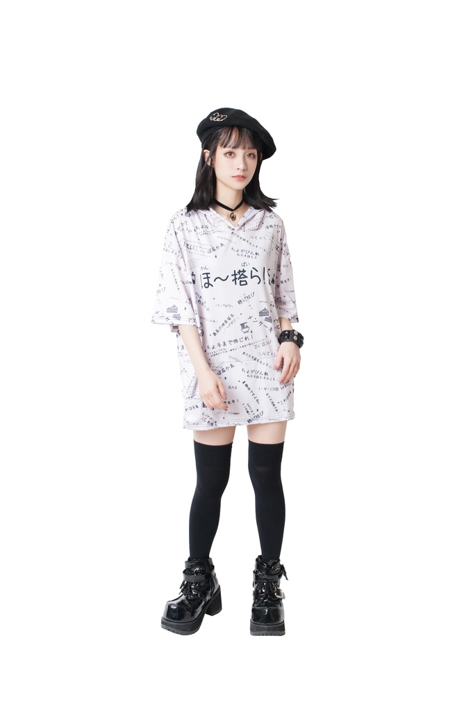 JillpunkオリジナルパンクKERA 偽日本語ほ~搭ら乾杯ら超かわいいお宅顔文字仮名フルプリントゆったり長袖半袖スウェットパーカーフード付ジャケット メンズ レディー V系 おしゃれ大きいサイズ男女兼用ファッション秋葉系