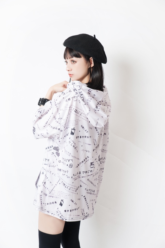 JillpunkオリジナルパンクKERA 偽日本語ほ~搭ら乾杯ら超かわいいお宅顔文字仮名フルプリントゆったり長袖半袖スウェットパーカーフード付ジャケット メンズ レディー V系 おしゃれ大きいサイズ男女兼用ファッション秋葉系