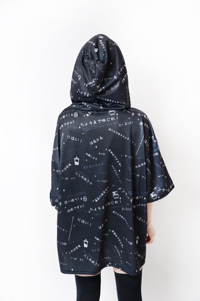 JillpunkオリジナルパンクKERA 偽日本語聴に放ぴ=聽你放屁超かわいいお宅顔文字仮名フルプリントゆったり長袖半袖スウェットパーカーフード付ジャケット メンズ レディー V系 おしゃれ大きいサイズ男女兼用ファッション秋葉系