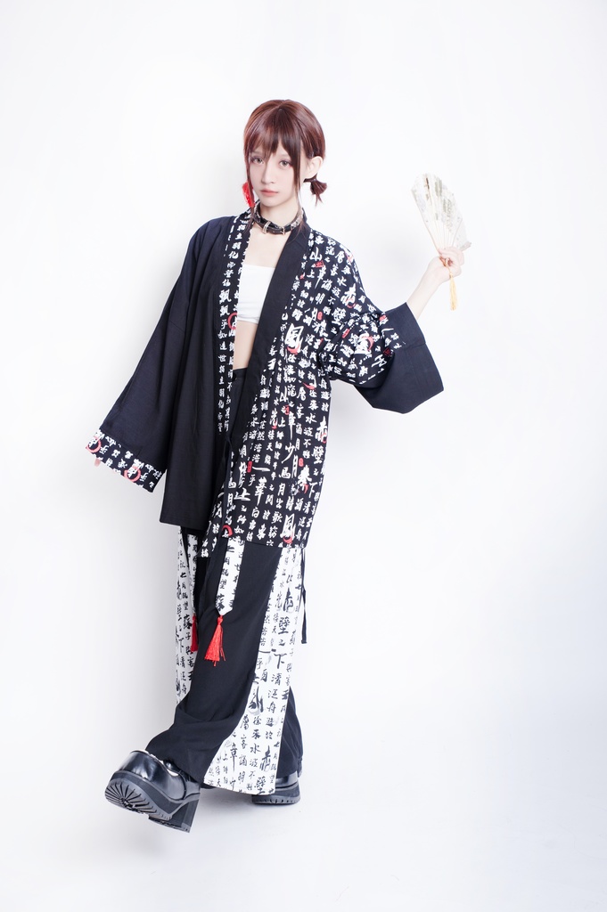 JillpunkオリジナルパンクKERA 武侠伝赤壁賦書道漢字プリントゆったり現代中華旗装チャイナトップジャケットブレザーOversizeオーバーサイズ メンズ レディーズ おしゃれ男女兼用ファッション秋葉系カッコいいコスプレ服COSPLAY