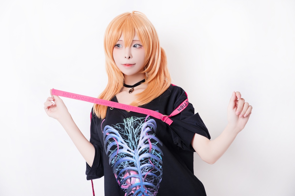 JillpunkオリジナルパンクKERA 吊るし人肋骨プリント漁網半袖蛍光ストラップVネックゆったりTシャツカットソー メンズ レディーズ おしゃれ男女兼用ファッション秋葉系カッコいい