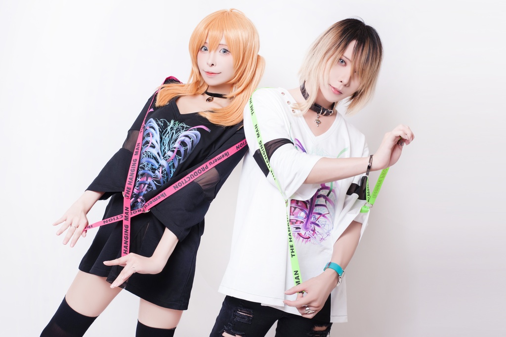 JillpunkオリジナルパンクKERA 吊るし人肋骨プリント漁網半袖蛍光ストラップVネックゆったりTシャツカットソー メンズ レディーズ おしゃれ男女兼用ファッション秋葉系カッコいい