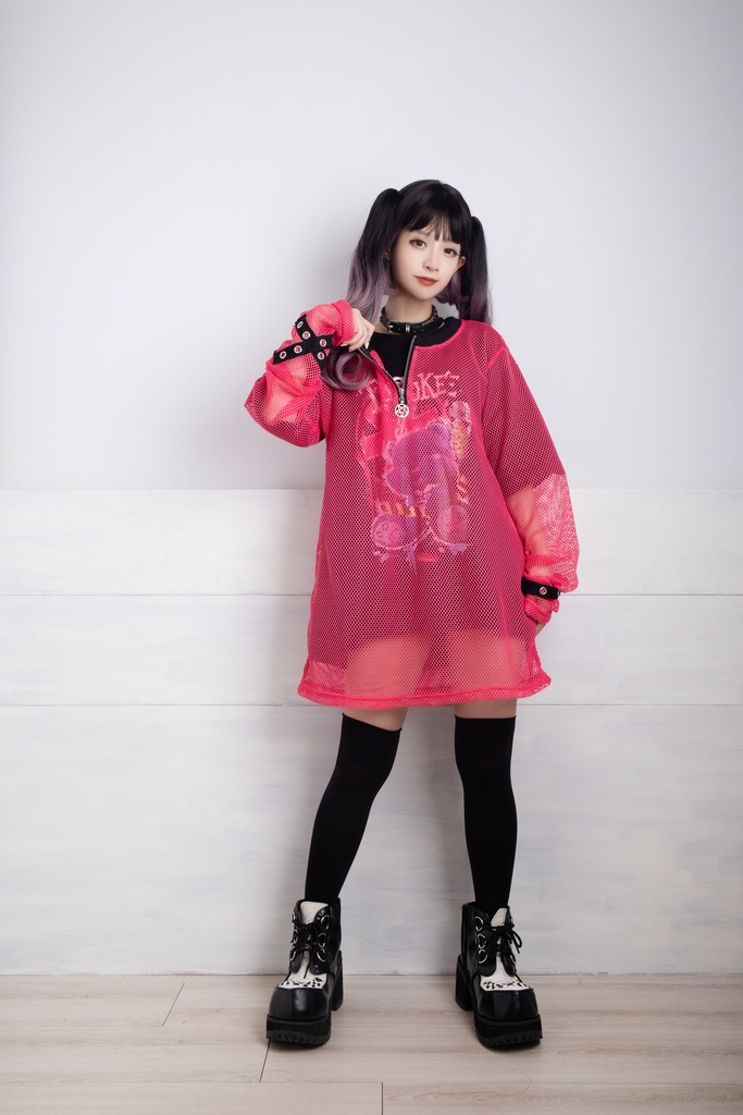 JillpunkオリジナルKERA 透け透けフィッシュネット魚網長袖ゆったりTシャツ セクシー五角星チャーム付き薄手カットソー メンズ レディー V系おしゃれ男女兼用ファッションゴシックカッコいいパンクロック