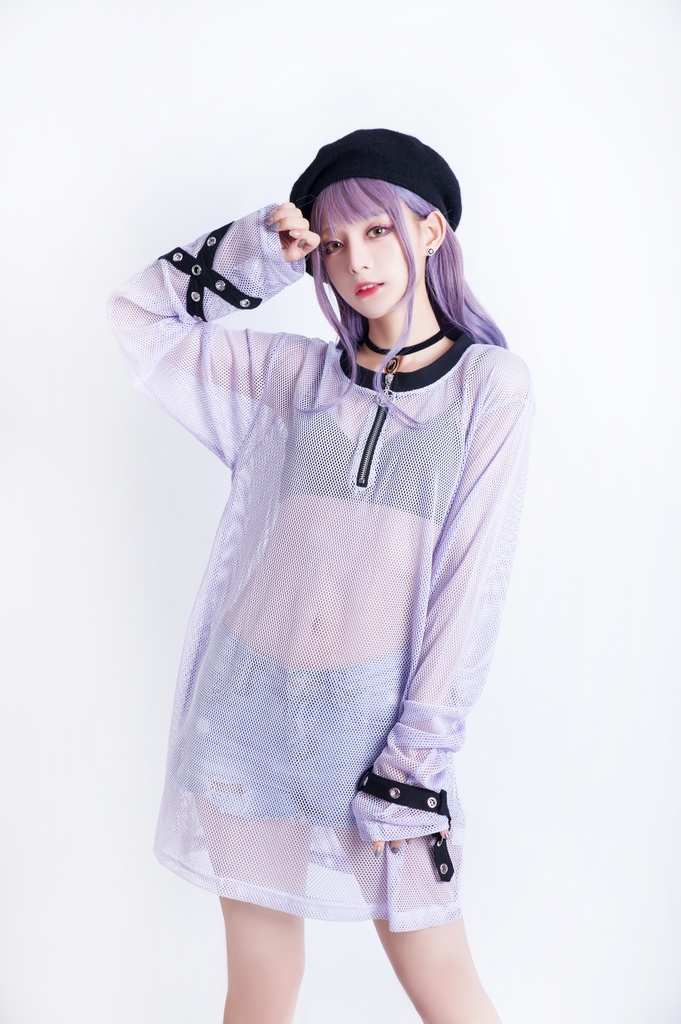 JillpunkオリジナルKERA 透け透けフィッシュネット魚網長袖ゆったりTシャツ セクシー五角星チャーム付き薄手カットソー メンズ レディー V系おしゃれ男女兼用ファッションゴシックカッコいいパンクロック