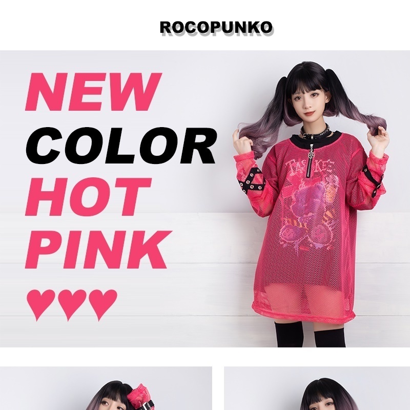 JillpunkオリジナルKERA 透け透けフィッシュネット魚網長袖ゆったりTシャツ セクシー五角星チャーム付き薄手カットソー メンズ レディー V系おしゃれ男女兼用ファッションゴシックカッコいいパンクロック