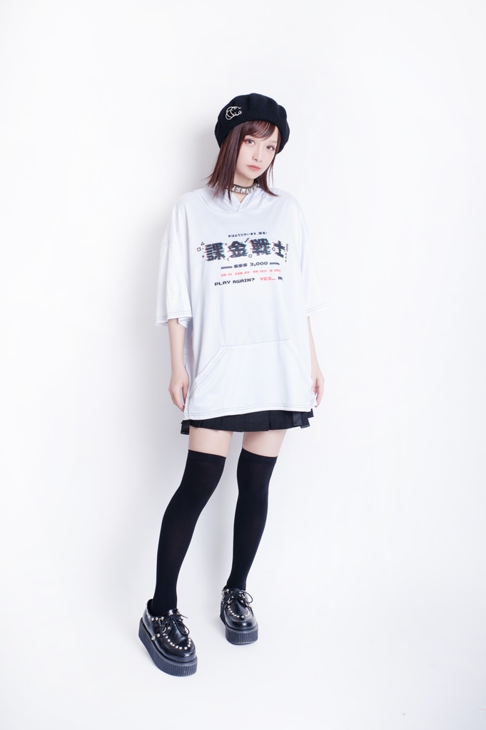 JillpunkオリジナルスタイルKERA 課金戦士神選使懐古レトロドット絵プリントゆったり半袖パーカー メンズ レディーズ おしゃれ男女兼用ファッション秋葉系カッコいい