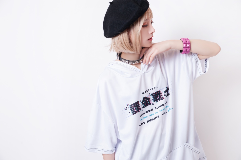 JillpunkオリジナルスタイルKERA 課金戦士神選使懐古レトロドット絵プリントゆったり半袖パーカー メンズ レディーズ おしゃれ男女兼用ファッション秋葉系カッコいい