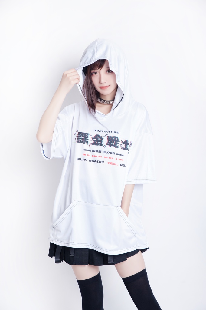 JillpunkオリジナルスタイルKERA 課金戦士神選使懐古レトロドット絵プリントゆったり半袖パーカー メンズ レディーズ おしゃれ男女兼用ファッション秋葉系カッコいい