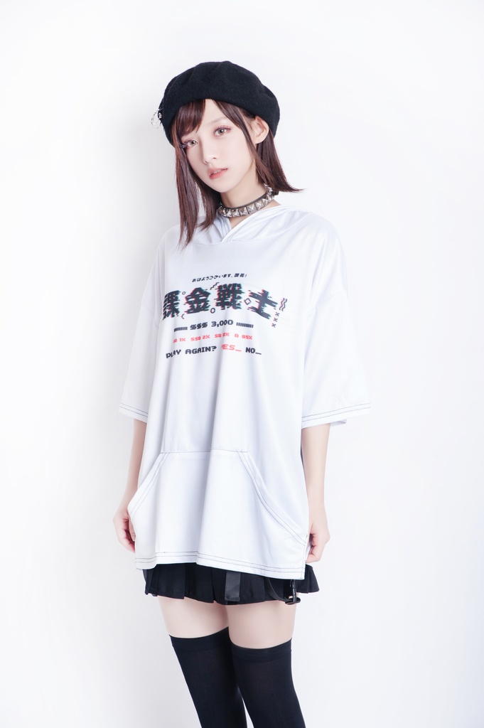 JillpunkオリジナルスタイルKERA 課金戦士神選使懐古レトロドット絵プリントゆったり半袖パーカー メンズ レディーズ おしゃれ男女兼用ファッション秋葉系カッコいい