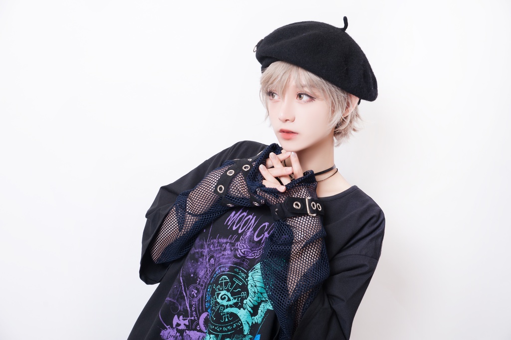 JillpunkオリジナルパンクKERA ムーンライト⋆哀歌朧な月影プリントゆったり半袖TシャツOversizeオーバーサイズ メンズ レディーズ おしゃれ男女兼用ファッション秋葉系カッコいい