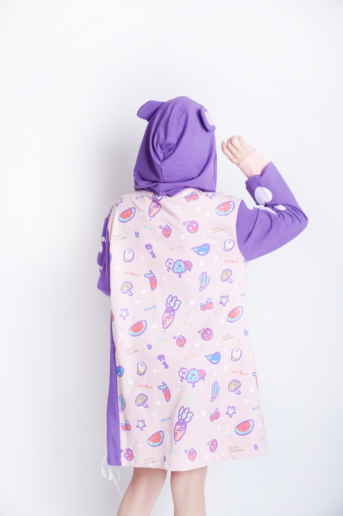 JillpunkオリジナルスタイルKERA フルーツベジたべるパーティー野菜熊熊耳マスコットプリントゆったり長袖パーカー メンズ レディーズ おしゃれ男女兼用ファッション秋葉系可愛い萌え