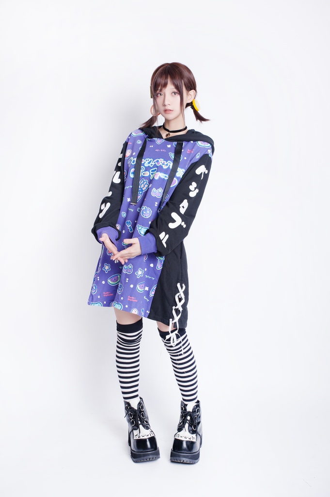 JillpunkオリジナルスタイルKERA フルーツベジたべるパーティー野菜熊熊耳マスコットプリントゆったり長袖パーカー メンズ レディーズ おしゃれ男女兼用ファッション秋葉系可愛い萌え