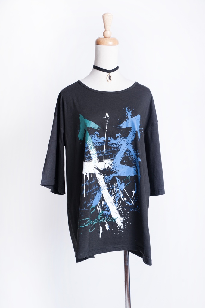 JillpunkオリジナルパンクKERA ケイローン光矢射手座ケンタウロス荒魂プリントゆったり半袖TシャツOversizeオーバーサイズ メンズ レディーズ おしゃれ男女兼用ファッション秋葉系カッコいい