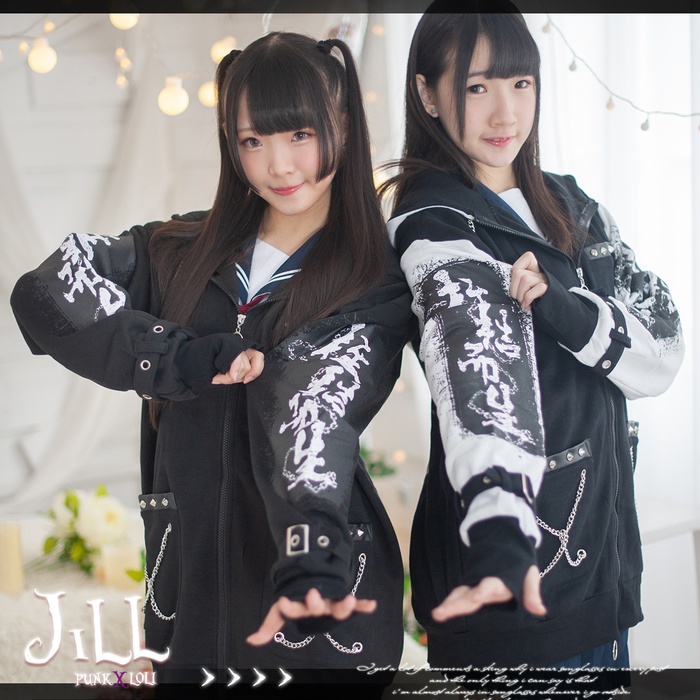 JillpunkオリジナルパンクKERA 天の楔地の鎖鍵チャーム飾りチェーンパーカージャケット メンズ レディー V系 おしゃれ大きいサイズ男女兼用ヒップホップ