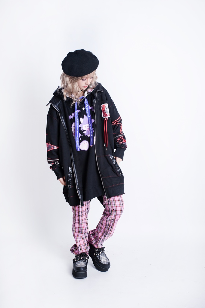 JillpunkオリジナルKERA ロック精神救急袋飾りチャックスタンドカラー長袖ゆったりジャケット パンクメンズ レディーズ おしゃれ男女兼用ファッション秋葉系カッコいい