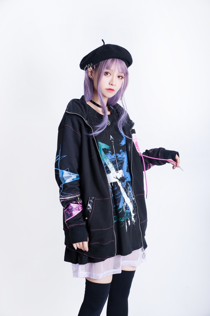 JillpunkオリジナルKERA ロック精神救急袋飾りチャックスタンドカラー長袖ゆったりジャケット パンクメンズ レディーズ おしゃれ男女兼用ファッション秋葉系カッコいい