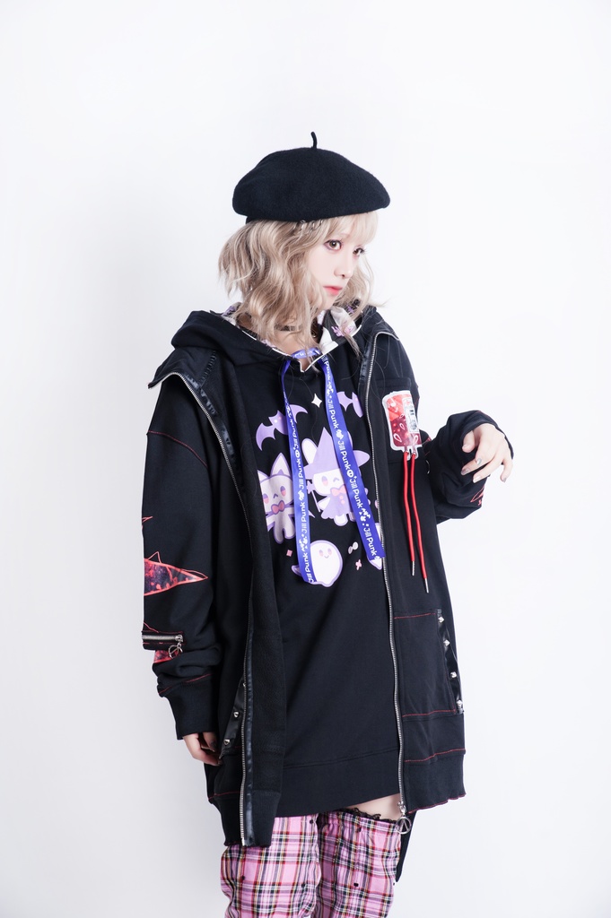 JillpunkオリジナルKERA ロック精神救急袋飾りチャックスタンドカラー長袖ゆったりジャケット パンクメンズ レディーズ おしゃれ男女兼用ファッション秋葉系カッコいい