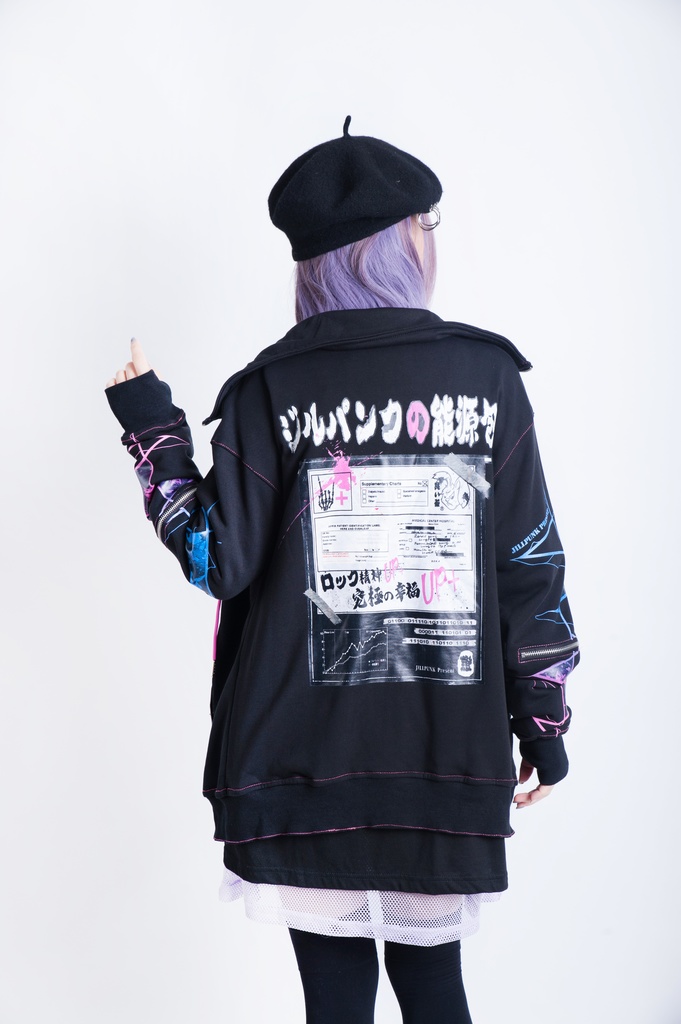 JillpunkオリジナルKERA ロック精神救急袋飾りチャックスタンドカラー長袖ゆったりジャケット パンクメンズ レディーズ おしゃれ男女兼用ファッション秋葉系カッコいい