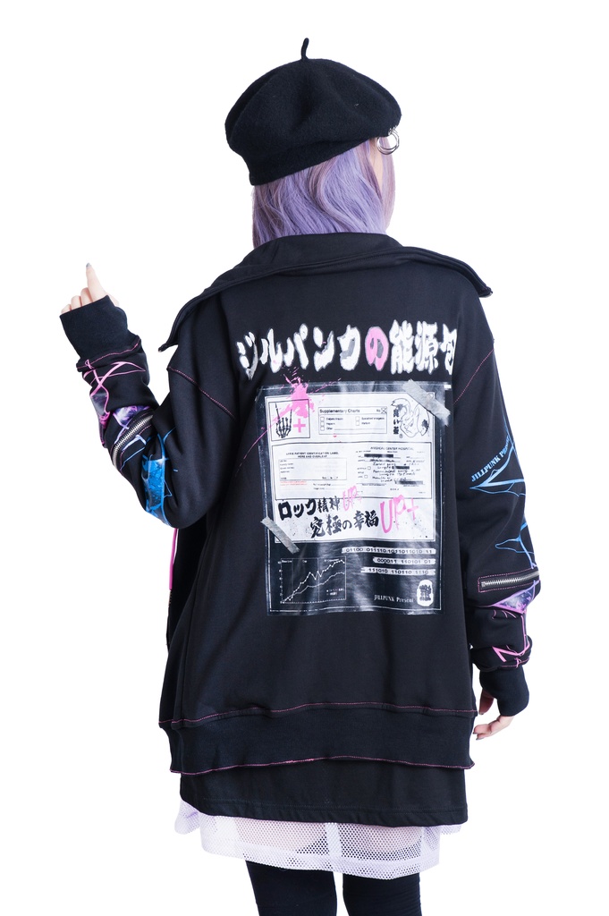 JillpunkオリジナルKERA ロック精神救急袋飾りチャックスタンドカラー長袖ゆったりジャケット パンクメンズ レディーズ おしゃれ男女兼用ファッション秋葉系カッコいい