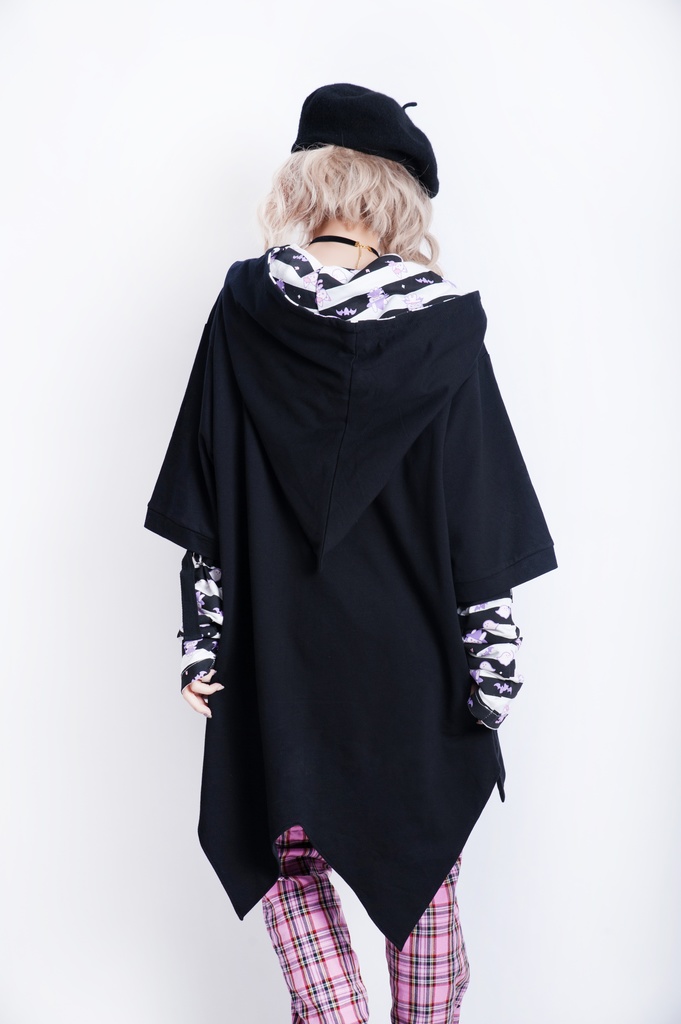 JillpunkオリジナルKERA ハロウィン子猫の魔女ウィッチフードアームカバー付き七分袖燕尾ゆったりパーカー メンズ レディー V系 可愛いおしゃれ大きいサイズ男女兼用ファッション秋葉系萌え二次コンHALLOWEEN