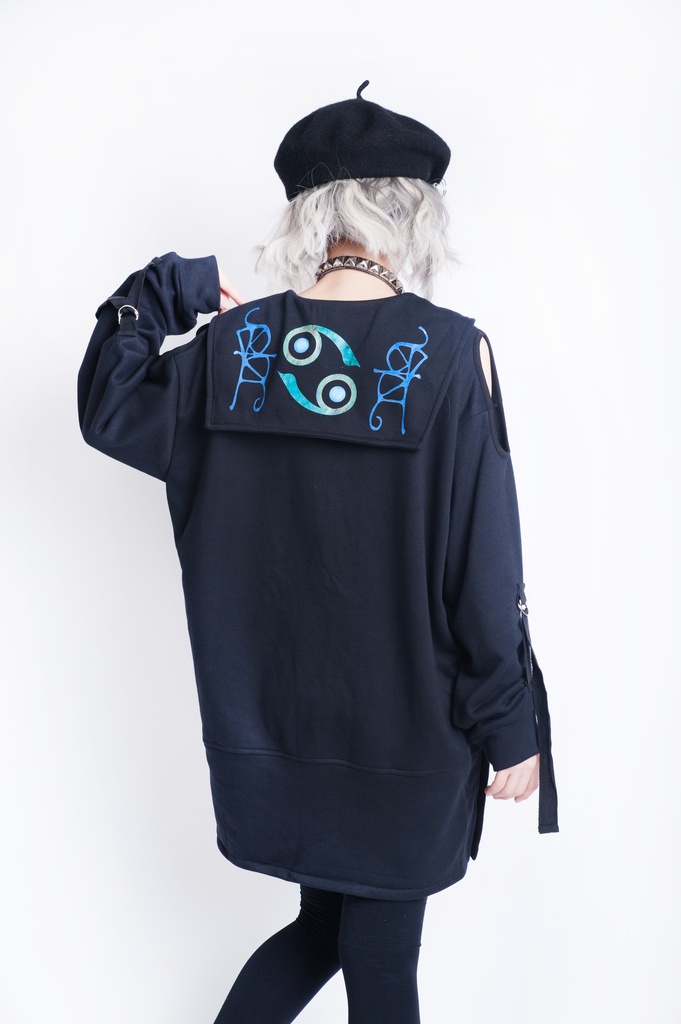 JillpunkオリジナルKERA アストロラーベ蟹座災い印長袖ゆったりセーラー水兵服オフショルダーTシャツカットソー メンズ レディーズ おしゃれ男女兼用ファッション秋葉系カッコいい
