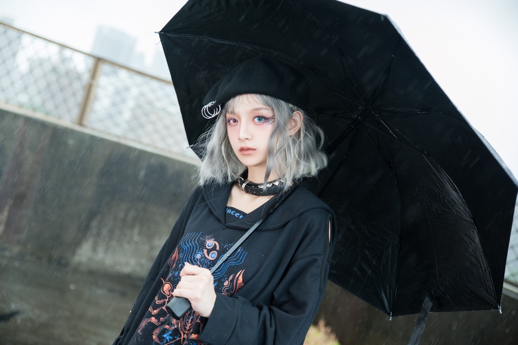 JillpunkオリジナルKERA アストロラーベ蟹座災い印長袖ゆったりセーラー水兵服オフショルダーTシャツカットソー メンズ レディーズ おしゃれ男女兼用ファッション秋葉系カッコいい