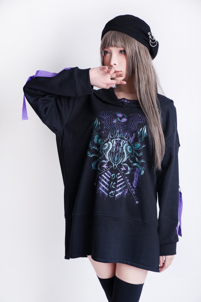 JillpunkオリジナルKERA アストロラーベ蟹座災い印長袖ゆったりセーラー水兵服オフショルダーTシャツカットソー メンズ レディーズ おしゃれ男女兼用ファッション秋葉系カッコいい