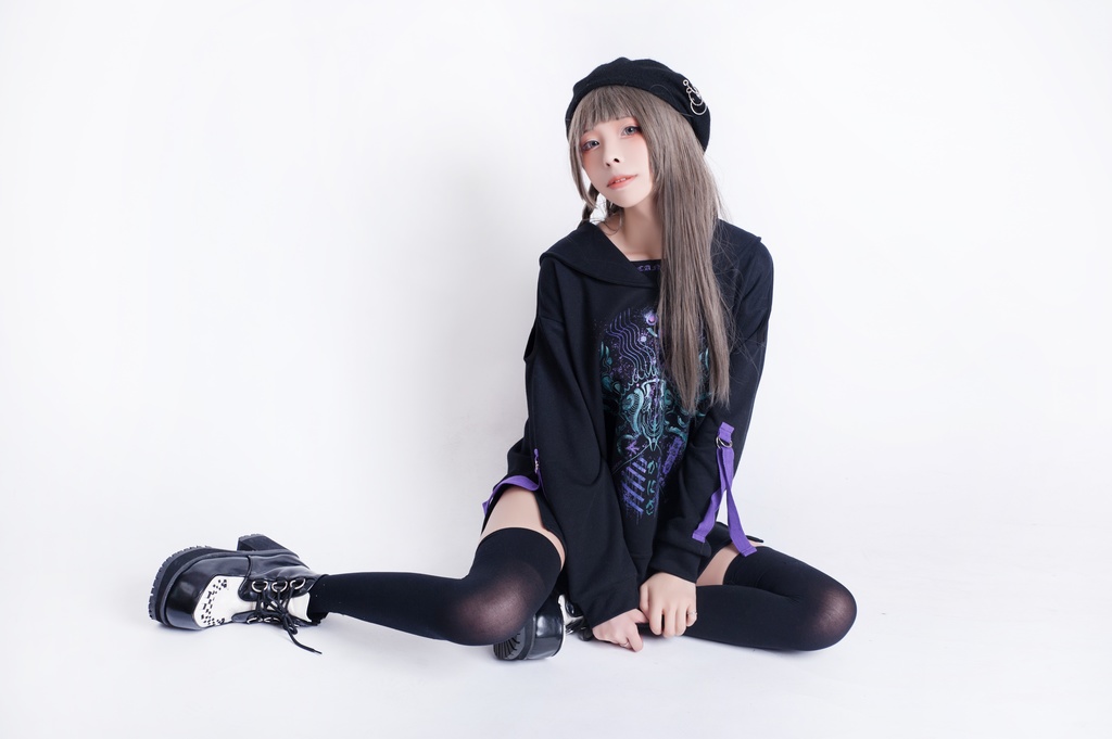 JillpunkオリジナルKERA アストロラーベ蟹座災い印長袖ゆったりセーラー水兵服オフショルダーTシャツカットソー メンズ レディーズ おしゃれ男女兼用ファッション秋葉系カッコいい