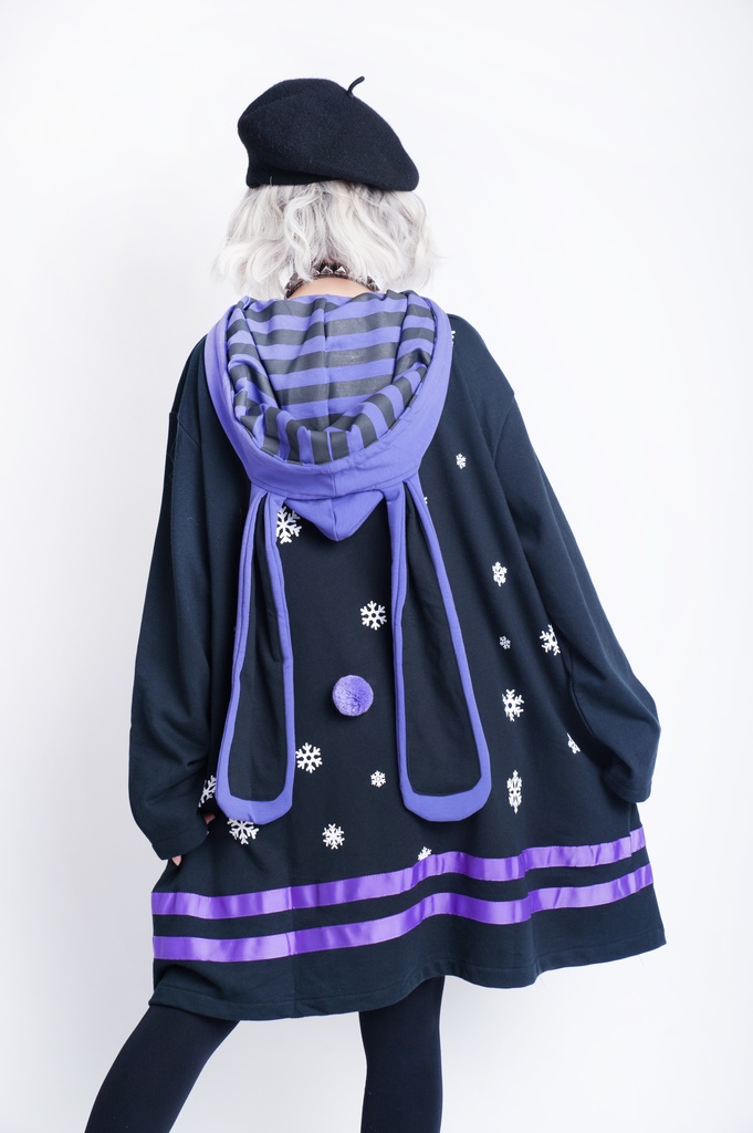 JillpunkオリジナルKERA 月兔お餅うさぎ達磨ウサギ耳雪片プリントゆったり長袖パーカー メンズ レディーズ おしゃれ男女兼用ファッション秋葉系可愛い萌え