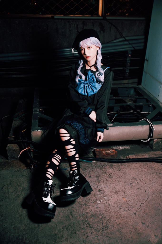 JillpunkオリジナルKERAアニメファンタジー ホーリー*レクイエムセーラー水兵服ベルト付き楽譜柄ワンピースドレス COSPLAYレディースV系 姫系ゴシックロリータ おしゃれ可愛い萌え