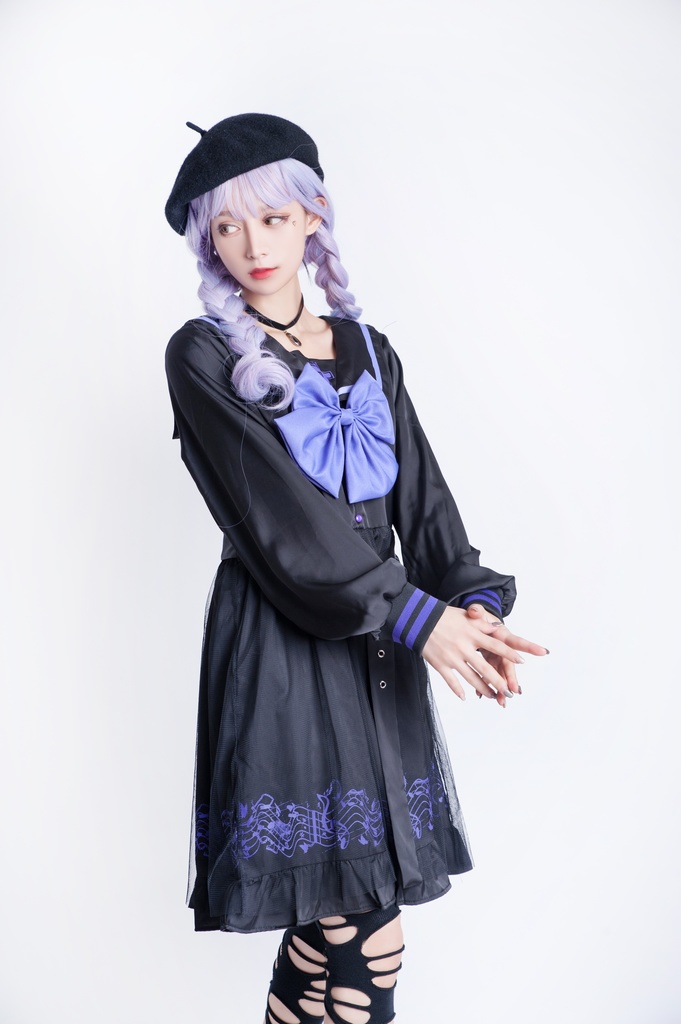 JillpunkオリジナルKERAアニメファンタジー ホーリー*レクイエムセーラー水兵服ベルト付き楽譜柄ワンピースドレス COSPLAYレディースV系 姫系ゴシックロリータ おしゃれ可愛い萌え