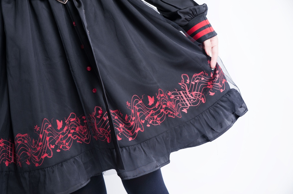 JillpunkオリジナルKERAアニメファンタジー ホーリー*レクイエムセーラー水兵服ベルト付き楽譜柄ワンピースドレス COSPLAYレディースV系 姫系ゴシックロリータ おしゃれ可愛い萌え