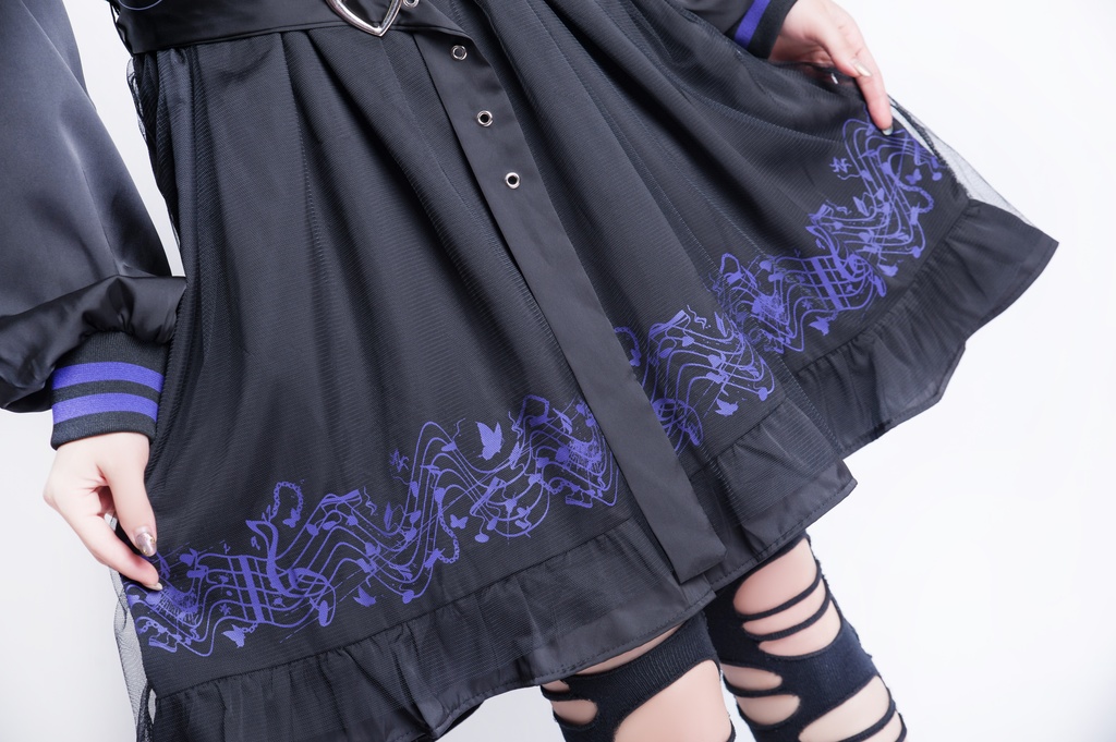 JillpunkオリジナルKERAアニメファンタジー ホーリー*レクイエムセーラー水兵服ベルト付き楽譜柄ワンピースドレス COSPLAYレディースV系 姫系ゴシックロリータ おしゃれ可愛い萌え