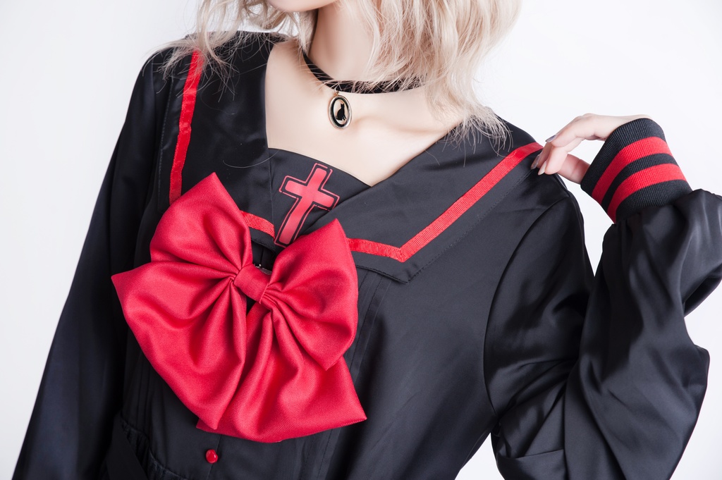 JillpunkオリジナルKERAアニメファンタジー ホーリー*レクイエムセーラー水兵服ベルト付き楽譜柄ワンピースドレス COSPLAYレディースV系 姫系ゴシックロリータ おしゃれ可愛い萌え