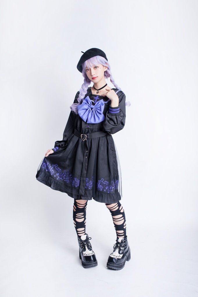 JillpunkオリジナルKERAアニメファンタジー ホーリー*レクイエムセーラー水兵服ベルト付き楽譜柄ワンピースドレス COSPLAYレディースV系 姫系ゴシックロリータ おしゃれ可愛い萌え