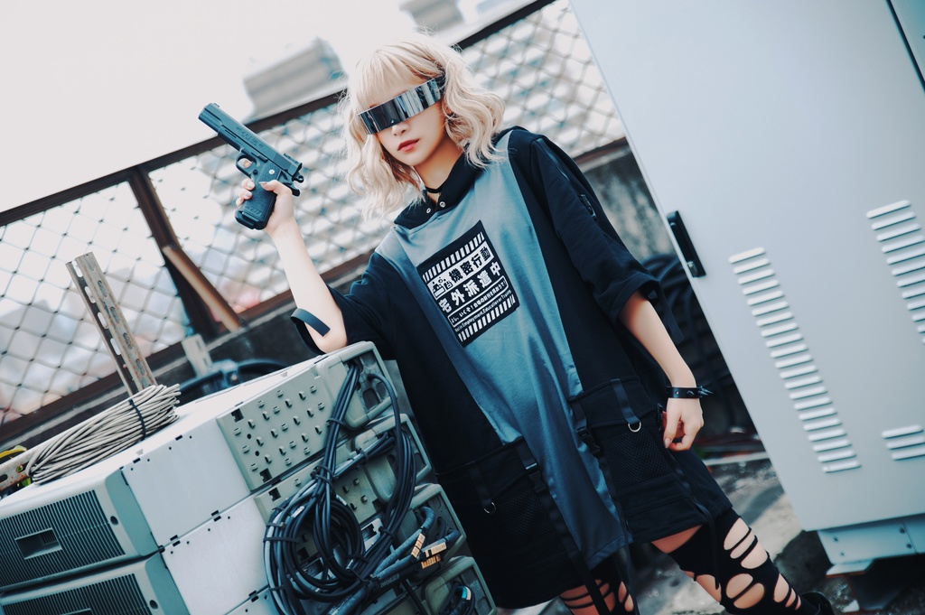 JillpunkオリジナルKERA アニメお宅二次コン 機動警察NEET自宅警備隊ミリタリー戦術ポケット反射プリントゆったり半袖パーカーメンズ レディー V系 おしゃれ大きいサイズ男女兼用ファッション秋葉系カッコいい