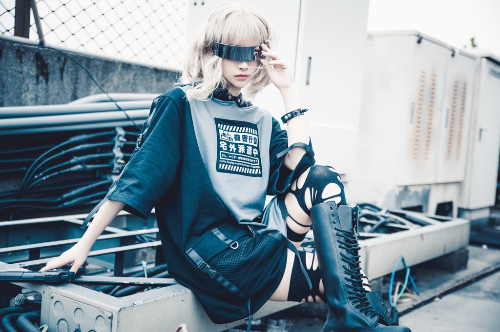 JillpunkオリジナルKERA アニメお宅二次コン 機動警察NEET自宅警備隊ミリタリー戦術ポケット反射プリントゆったり半袖パーカーメンズ レディー V系 おしゃれ大きいサイズ男女兼用ファッション秋葉系カッコいい