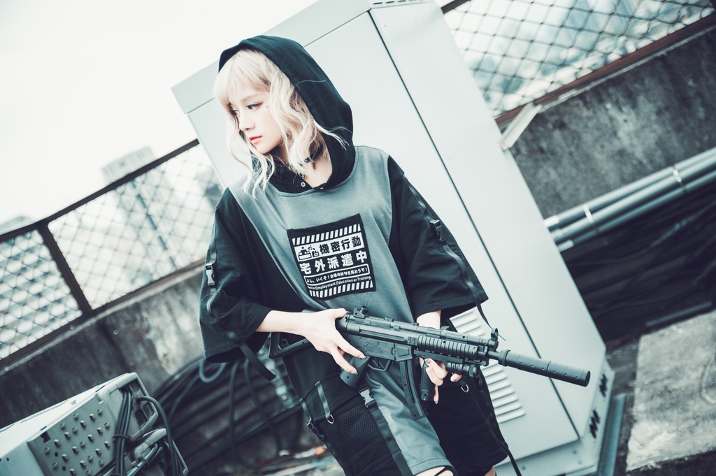 JillpunkオリジナルKERA アニメお宅二次コン 機動警察NEET自宅警備隊ミリタリー戦術ポケット反射プリントゆったり半袖パーカーメンズ レディー V系 おしゃれ大きいサイズ男女兼用ファッション秋葉系カッコいい