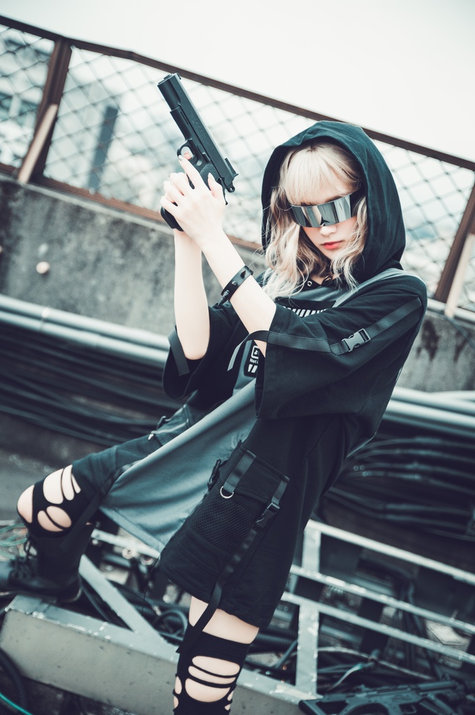 JillpunkオリジナルKERA アニメお宅二次コン 機動警察NEET自宅警備隊ミリタリー戦術ポケット反射プリントゆったり半袖パーカーメンズ レディー V系 おしゃれ大きいサイズ男女兼用ファッション秋葉系カッコいい