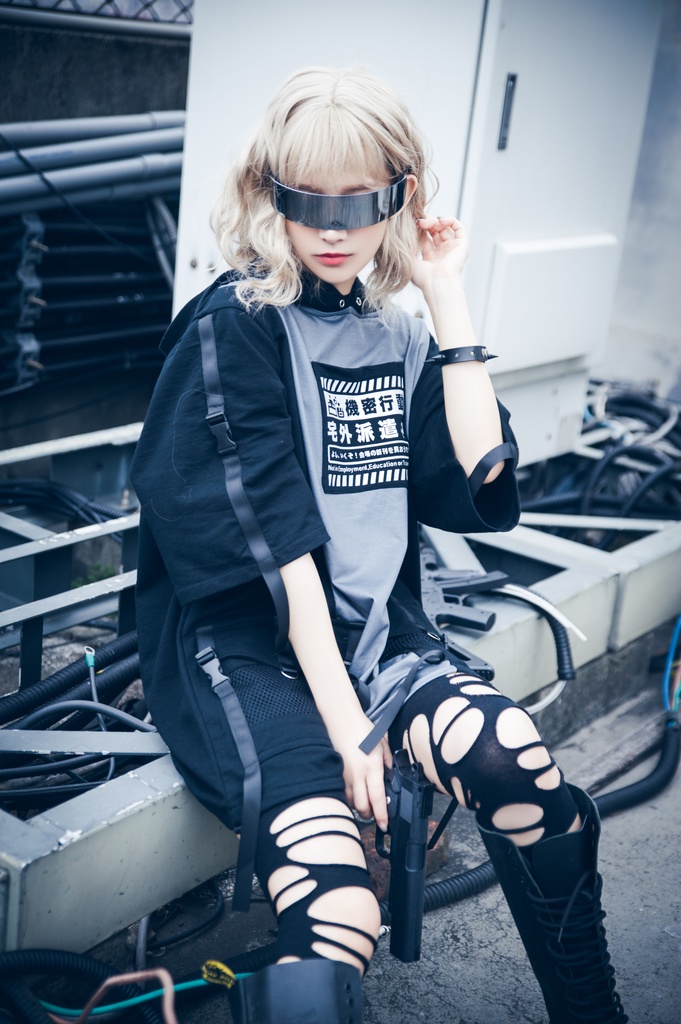 JillpunkオリジナルKERA アニメお宅二次コン 機動警察NEET自宅警備隊ミリタリー戦術ポケット反射プリントゆったり半袖パーカーメンズ レディー V系 おしゃれ大きいサイズ男女兼用ファッション秋葉系カッコいい