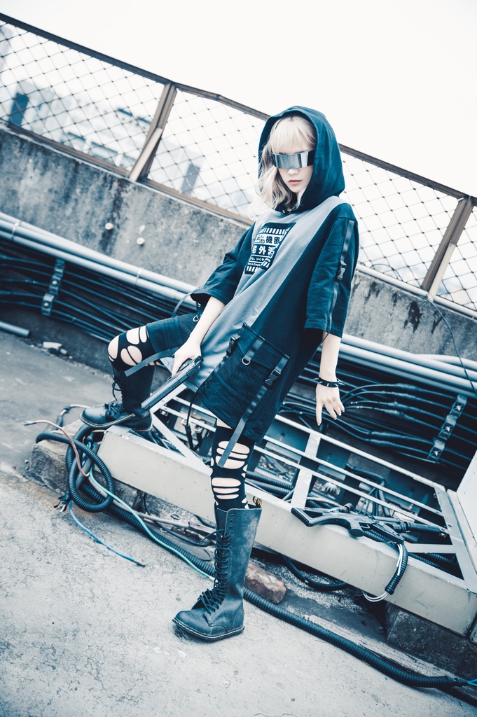JillpunkオリジナルKERA アニメお宅二次コン 機動警察NEET自宅警備隊ミリタリー戦術ポケット反射プリントゆったり半袖パーカーメンズ レディー V系 おしゃれ大きいサイズ男女兼用ファッション秋葉系カッコいい