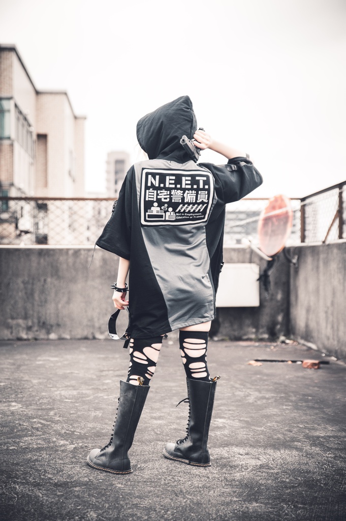 JillpunkオリジナルKERA アニメお宅二次コン 機動警察NEET自宅警備隊ミリタリー戦術ポケット反射プリントゆったり半袖パーカーメンズ レディー V系 おしゃれ大きいサイズ男女兼用ファッション秋葉系カッコいい
