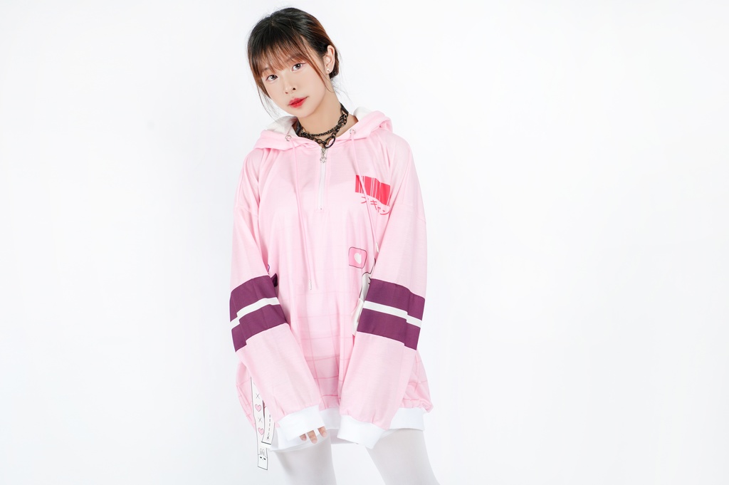 JillpunkオリジナルアニメファンタジーJUSTFLOコラボ うさぎハッカーハッキングコードプリントスポーツウェアトレーナーゆったりユニーセック1/4ジップ兎耳長袖パーカー メンズ レディー 可愛いおしゃれ大きいサイズ男女兼用ファッション原宿秋葉系萌え森女