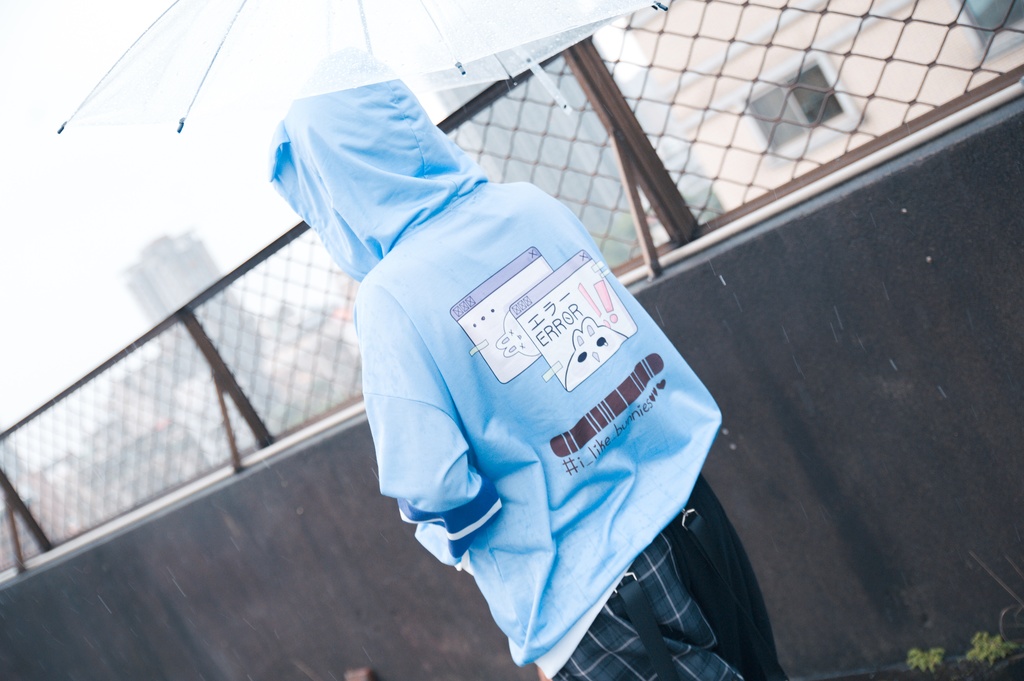 JillpunkオリジナルアニメファンタジーJUSTFLOコラボ うさぎハッカーハッキングコードプリントスポーツウェアトレーナーゆったりユニーセック1/4ジップ兎耳長袖パーカー メンズ レディー 可愛いおしゃれ大きいサイズ男女兼用ファッション原宿秋葉系萌え森女