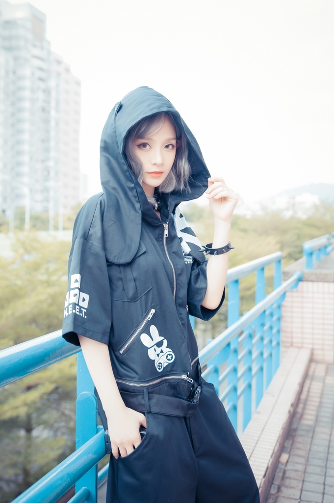 JillpunkオリジナルKERA アニメお宅機動警察NEET自宅警備隊ゲーム配信選手半袖ワークオーバーオール 兎耳フード付きチャック股下取り外し可能作業服パンツズボン メンズ レディーズ おしゃれ大きいサイズ男女兼用ファッション秋葉系カッコいい